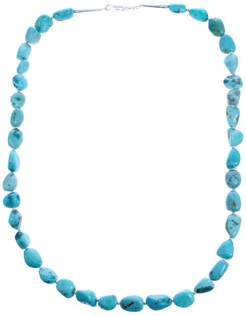 Sterling Silver Kingman Turquoise Bead Necklace KX121098